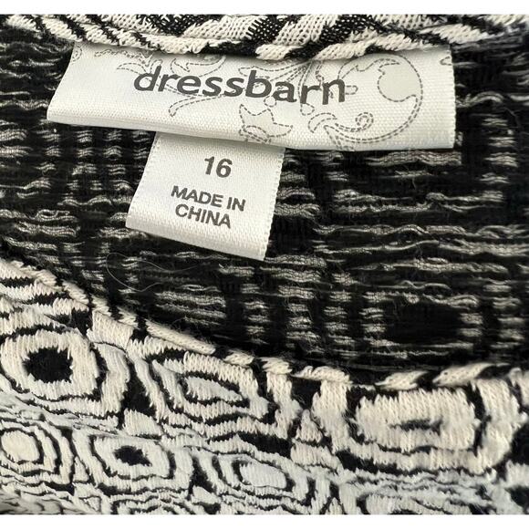 Dressbarn Black and White Geometric A-Line Crew Neck Sleeveless Dress Sz 16 - Picture 7 of 9